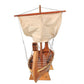 10" Natural Solid Wood Hand Painted Decorative Boat