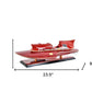 7" Red Manufactured Wood Hand Painted Decorative Boat