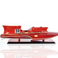 7" Red Manufactured Wood Hand Painted Decorative Boat