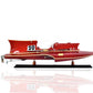 7" Red Manufactured Wood Hand Painted Decorative Boat