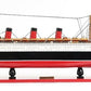 12" Black and Red Solid Wood Hand Painted RMS Queen Mary Large Model Boat