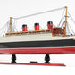 12" Black and Red Solid Wood Hand Painted RMS Queen Mary Large Model Boat