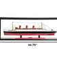 15" Black and Red Solid Wood Hand Painted RMS Queen Mary Large Display Case Model Boat