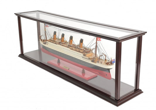 16" Black And Red Solid Wood Hand Painted Boat Model Boat