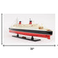 11" Black and Red SS France Boat Hand Painted Decorative Boat