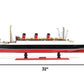 5" Black and Red Solid Wood Hand Painted RMS Queen Mary Model Boat
