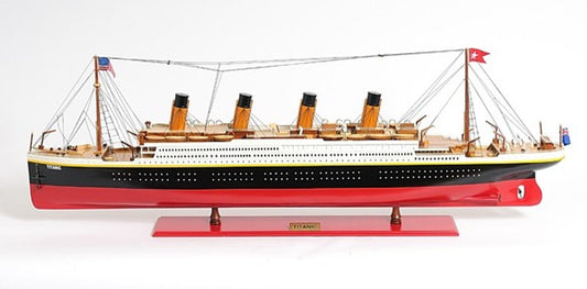 19" Black And Red Solid Wood 1912 RMS Titanic Hand Painted Model Boat