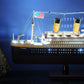 13" Black and White Solid Wood Hand Painted 1912 RMS Titanic Lights Model Boat