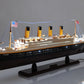 13" Black and White Solid Wood Hand Painted 1912 RMS Titanic Lights Model Boat