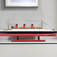 9" Black and Red Solid Wood Hand Painted SS United States 1952 Model Boat