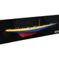 12" Blue and Red Solid Wood Hand Painted Rainbow Half-Hull Model Boat