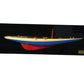 12" Blue and Red Solid Wood Hand Painted Rainbow Half-Hull Model Boat