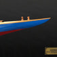 12" Blue and Red Solid Wood Hand Painted Rainbow Half-Hull Model Boat