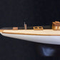 12" Black and White Solid Wood Hand Painted Shamrock V Yacht Half-Hull Model Boat