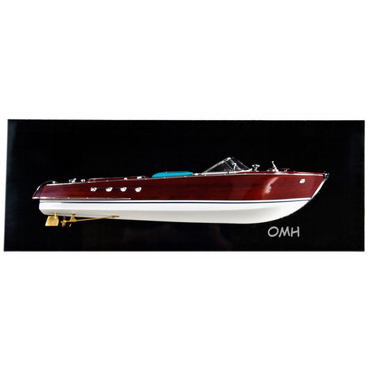 12" Wood Brown Riva Aquarama Half Hull Hand Painted Decorative Boat
