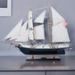 26" Black and White Solid Wood Hand Painted p-Oxybis(benzenesulfonyl hydrazide) Model Boat