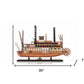 17" Wood Brown Solid Wood Hand Painted King of Mississippi Model Boat