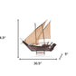 27" Wood Brown Solid Wood Hand Painted Dhow Medium Model Boat