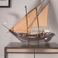 27" Wood Brown Solid Wood Hand Painted Dhow Medium Model Boat