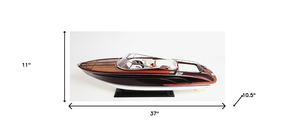 11" Black and White Solid Wood Hand Painted Riva Rivarama Luxury Yacht Exclusive Edition Model Boat
