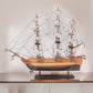20" Wood Brown Solid Wood Hand Painted 1797 USS Constitution Small Model Boat