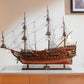 32" Wood Brown Solid Wood Hand Painted c1665 Zeven Provincien Model Boat