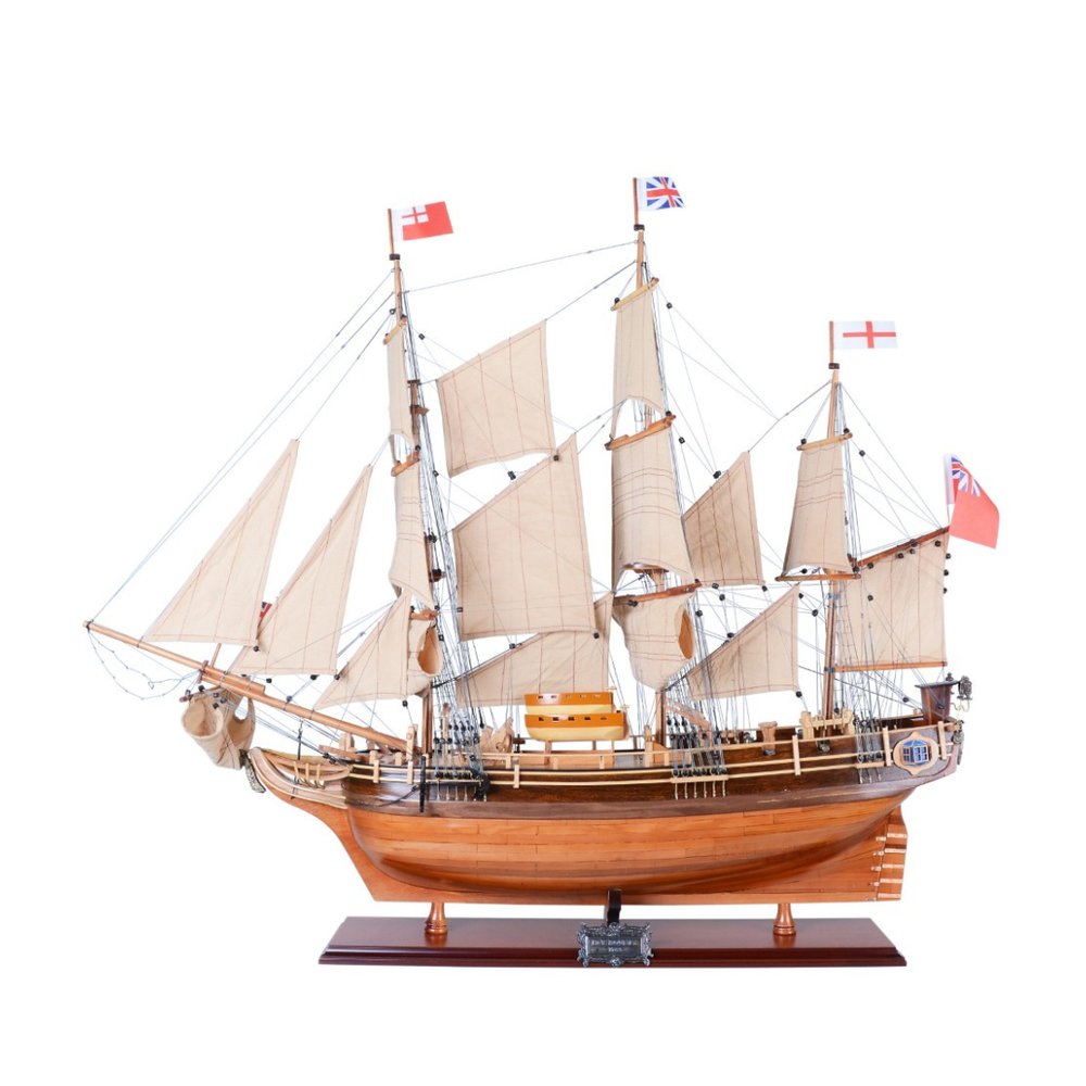30" Wood Brown Solid Wood Hand Painted HMS Bounty 1787 Model Boat