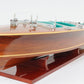 9" Wood Brown Solid Wood Hand Painted c1928 Chris Craft Triple Cockpit Large Model Boat