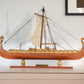 13" Wood Brown Solid Wood Hand Painted Model Boat Tabletop Sculpture
