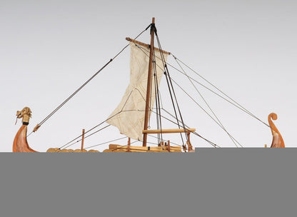 13" Wood Brown Solid Wood Hand Painted Model Boat Tabletop Sculpture