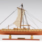 13" Wood Brown Solid Wood Hand Painted Model Boat Tabletop Sculpture