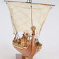13" Wood Brown Solid Wood Hand Painted Model Boat Tabletop Sculpture