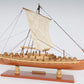 13" Wood Brown Solid Wood Hand Painted Model Boat Tabletop Sculpture