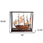 39" Wood Brown HMS Surprise 1796 Table Top Display Case Hand Painted Model Boat
