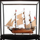 69" Wood Brown Solid Wood Hand Painted HMS Surprise 1796 Large Floor Display Case Model Boat