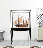 69" Wood Brown Solid Wood Hand Painted HMS Surprise 1796 Large Floor Display Case Model Boat