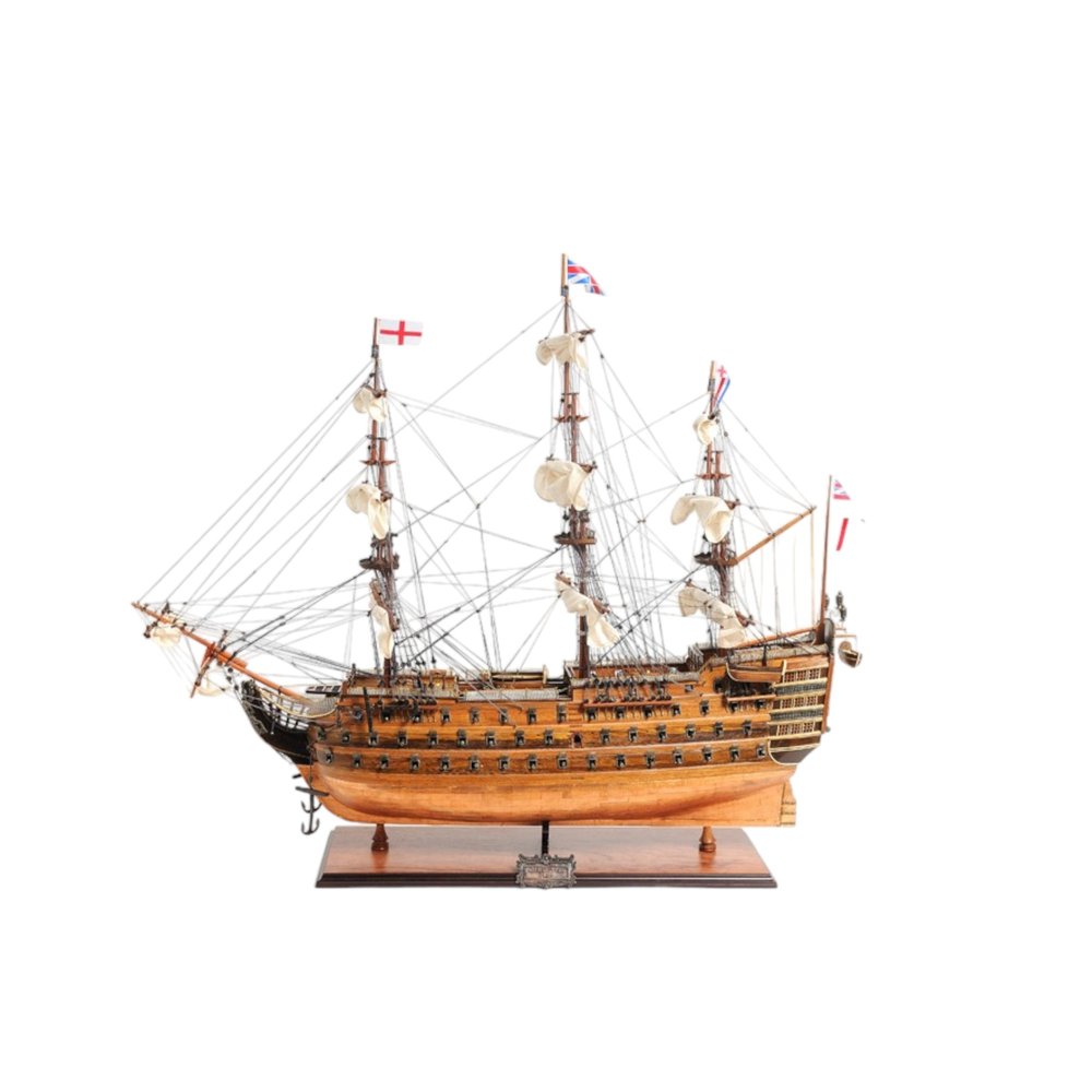 32" Wood Brown Solid Wood Hand Painted HMS Victory Copper Bottom Model Boat