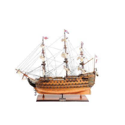 32" Wood Brown Solid Wood Hand Painted HMS Victory Copper Bottom Model Boat