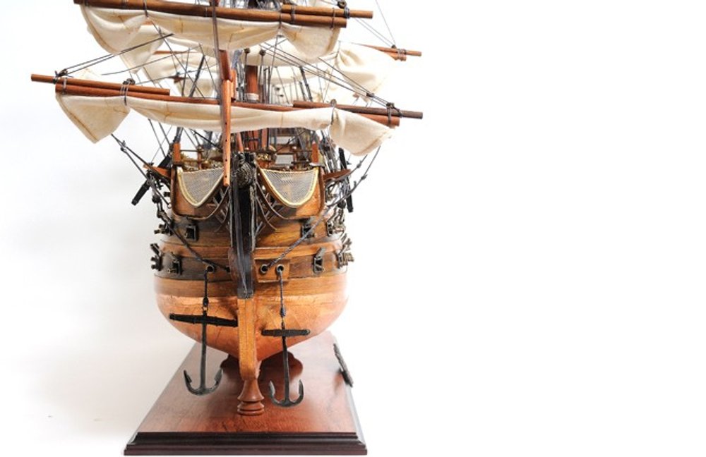 32" Wood Brown Solid Wood Hand Painted HMS Victory Copper Bottom Model Boat