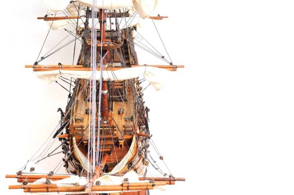 32" Wood Brown Solid Wood Hand Painted HMS Victory Copper Bottom Model Boat