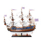 22" Blue and Brown Solid Wood Hand Painted 1700 Goto Predestination Medium Model Boat