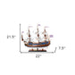 22" Blue and Brown Solid Wood Hand Painted 1700 Goto Predestination Medium Model Boat