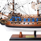 22" Blue and Brown Solid Wood Hand Painted 1700 Goto Predestination Medium Model Boat