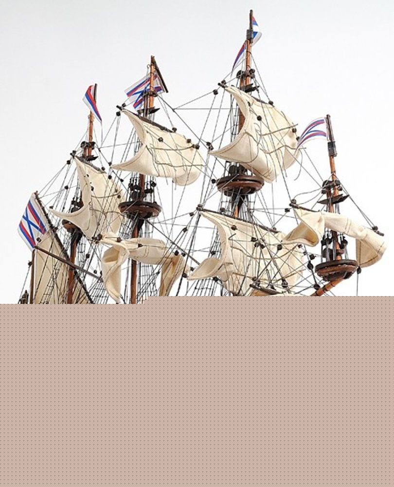 22" Blue and Brown Solid Wood Hand Painted 1700 Goto Predestination Medium Model Boat