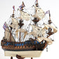 22" Blue and Brown Solid Wood Hand Painted 1700 Goto Predestination Medium Model Boat