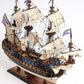 22" Blue and Brown Solid Wood Hand Painted 1700 Goto Predestination Medium Model Boat