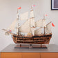 34" Wood Brown Solid Wood Hand Painted HMS Endeavour 1768 Open Hull Model Boat
