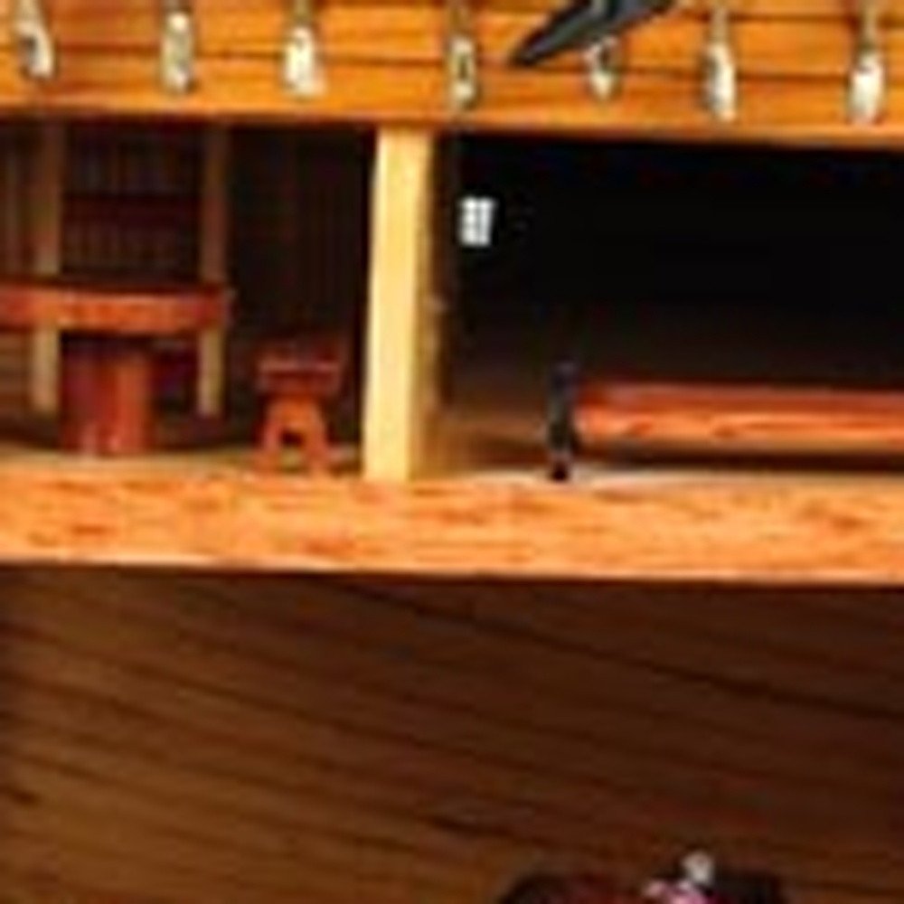 34" Wood Brown Solid Wood Hand Painted HMS Endeavour 1768 Open Hull Model Boat