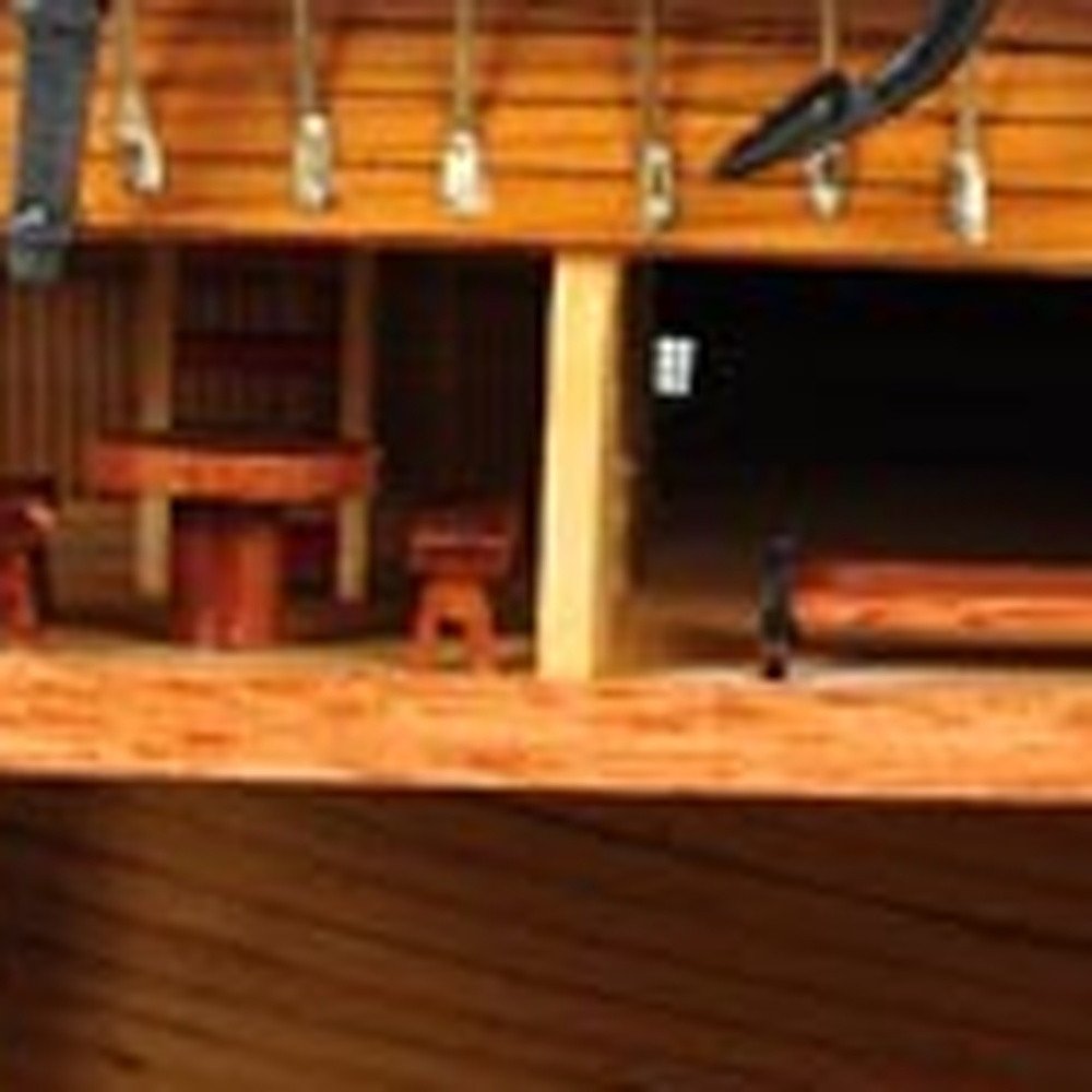 34" Wood Brown Solid Wood Hand Painted HMS Endeavour 1768 Open Hull Model Boat