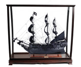 39" Black Solid Wood Hand Painted Black Pearl Pirate Table Top Display Model Boat